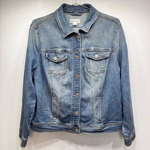 Ava & Viv Jean Jacket Classic Faded Blue Denim Size XL Super Soft Biker Grunge